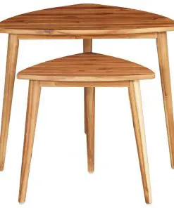 vidaXL Nesting Tables 2 pcs Solid Acacia Wood