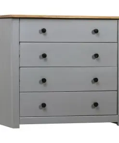 vidaXL Side Cabinet Grey 80x40x73 cm Pine Panama Range