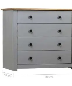 vidaXL Side Cabinet Grey 80x40x73 cm Pine Panama Range