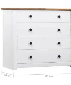vidaXL Side Cabinet White 80x40x73 cm Pine Panama Range