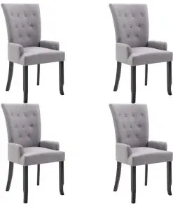 vidaXL Dining Chairs with Armrests 4 pcs Light Grey Fabric