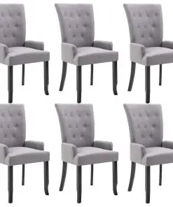 vidaXL Dining Chairs with Armrests 6 pcs Light Grey Fabric