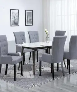 vidaXL Dining Chairs with Armrests 6 pcs Light Grey Fabric