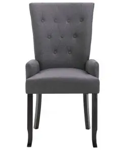 vidaXL Dining Chairs with Armrests 2 pcs Dark Grey Fabric