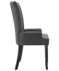 vidaXL Dining Chairs with Armrests 2 pcs Dark Grey Fabric