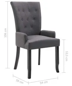 vidaXL Dining Chairs with Armrests 2 pcs Dark Grey Fabric