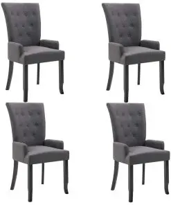 vidaXL Dining Chairs with Armrests 4 pcs Dark Grey Fabric