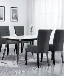 vidaXL Dining Chairs with Armrests 4 pcs Dark Grey Fabric