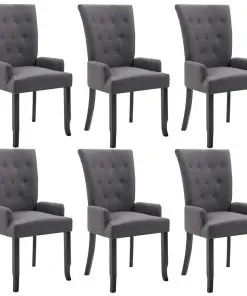 vidaXL Dining Chairs with Armrests 6 pcs Dark Grey Fabric