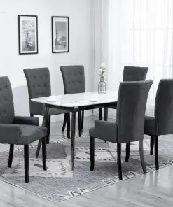 vidaXL Dining Chairs with Armrests 6 pcs Dark Grey Fabric