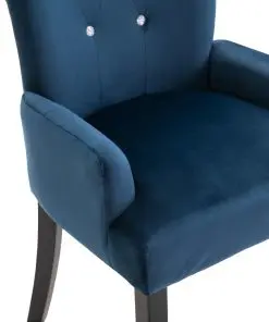vidaXL Dining Chair with Armrests 2 pcs Dark Blue Velvet
