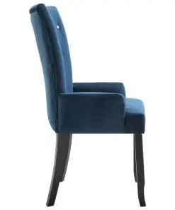vidaXL Dining Chair with Armrests 4 pcs Dark Blue Velvet