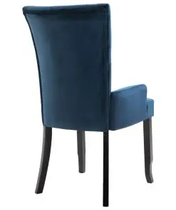 vidaXL Dining Chair with Armrests 4 pcs Dark Blue Velvet