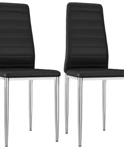 vidaXL Dining Chairs 2 pcs Black Faux Leather