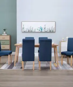 vidaXL Dining Chairs 6 pcs Blue Fabric