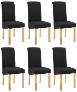 vidaXL Dining Chairs 6 pcs Black Fabric