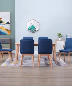vidaXL Dining Chairs 6 pcs Blue Fabric