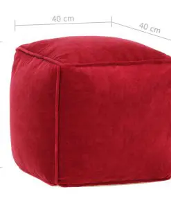 vidaXL Pouffe Cotton Velvet 40x40x40 cm Ruby Red