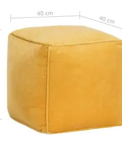 vidaXL Pouffe Cotton Velvet 40x40x40 cm Yellow