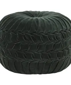 vidaXL Pouffe Cotton Velvet Smock Design 40×30 cm Green