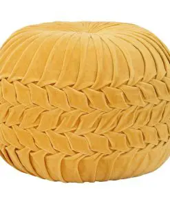 vidaXL Pouffe Cotton Velvet Smock Design 40×30 cm Yellow