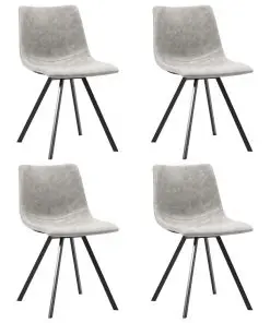 vidaXL Dining Chairs 4 pcs Light Grey Faux Leather