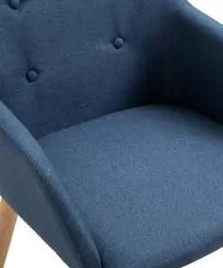 vidaXL Dining Chairs 4 pcs Blue Fabric and Solid Oak Wood