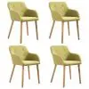 vidaXL Dining Chairs 4 pcs Green Fabric and Solid Oak Wood