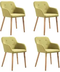 vidaXL Dining Chairs 4 pcs Green Fabric and Solid Oak Wood