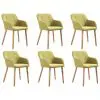 vidaXL Dining Chairs 6 pcs Green Fabric and Solid Oak Wood