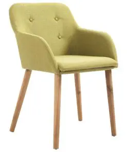 vidaXL Dining Chairs 6 pcs Green Fabric and Solid Oak Wood