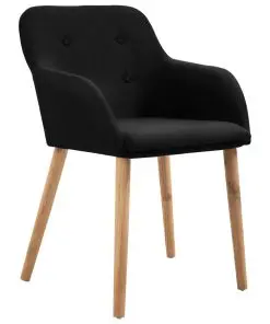 vidaXL Dining Chairs 4 pcs Black Fabric and Solid Oak Wood