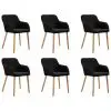 vidaXL Dining Chairs 6 pcs Black Fabric and Solid Oak Wood
