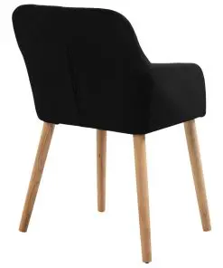 vidaXL Dining Chairs 6 pcs Black Fabric and Solid Oak Wood