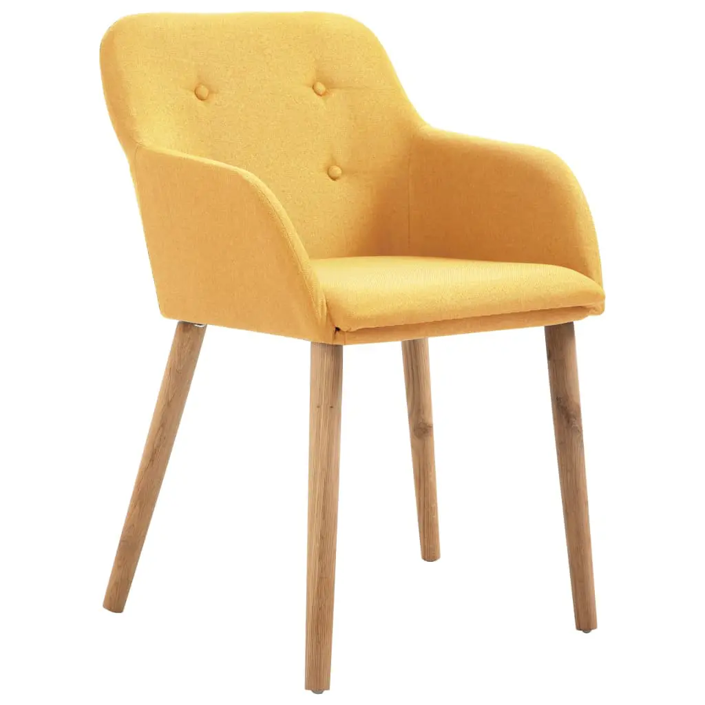 vidaXL Dining Chairs 6 pcs Yellow Fabric and Solid Oak Wood
