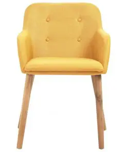 vidaXL Dining Chairs 6 pcs Yellow Fabric and Solid Oak Wood