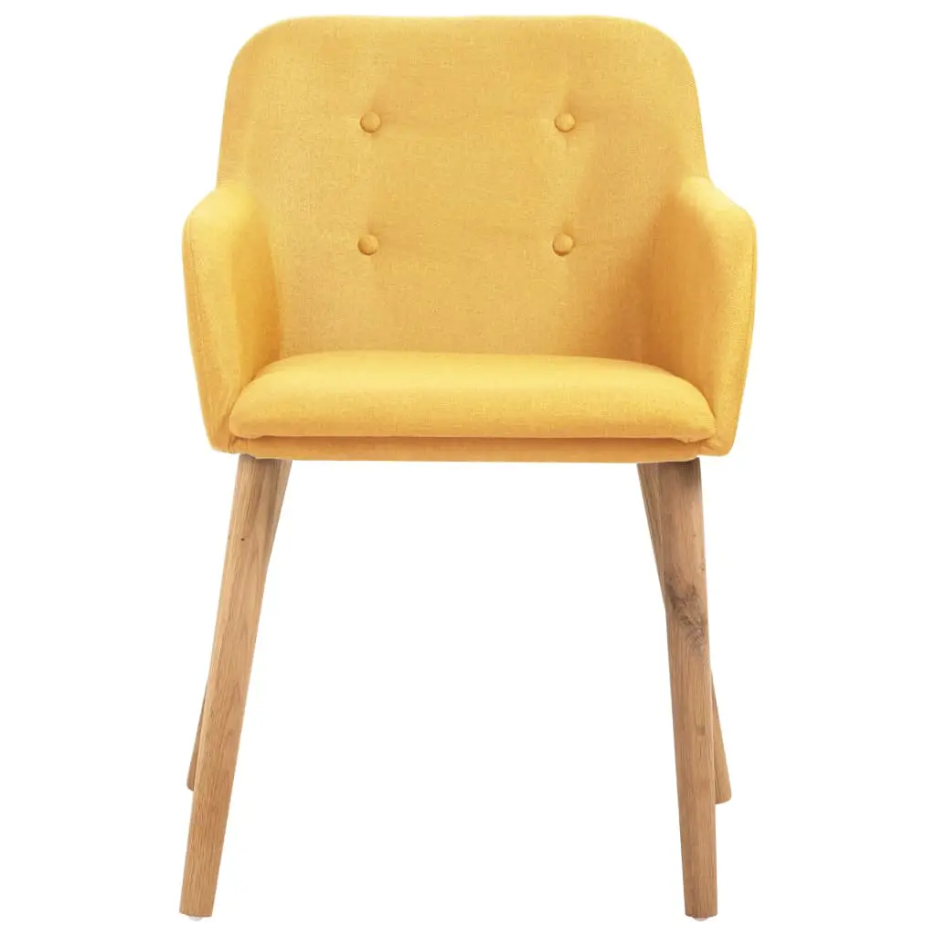 vidaXL Dining Chairs 6 pcs Yellow Fabric and Solid Oak Wood