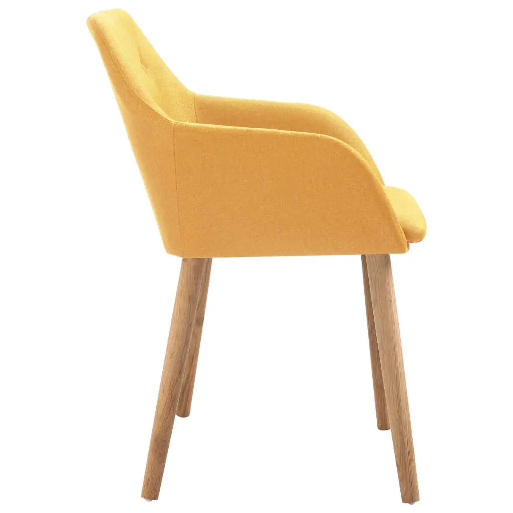 vidaXL Dining Chairs 6 pcs Yellow Fabric and Solid Oak Wood