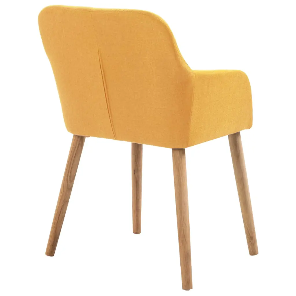 vidaXL Dining Chairs 6 pcs Yellow Fabric and Solid Oak Wood