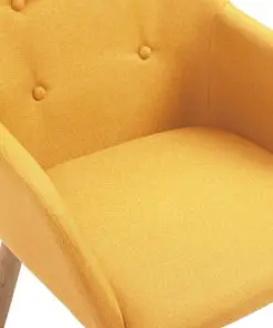 vidaXL Dining Chairs 6 pcs Yellow Fabric and Solid Oak Wood