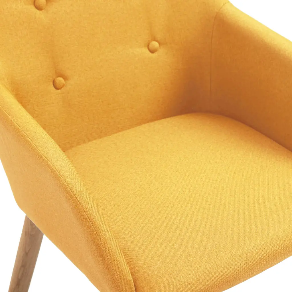 vidaXL Dining Chairs 6 pcs Yellow Fabric and Solid Oak Wood