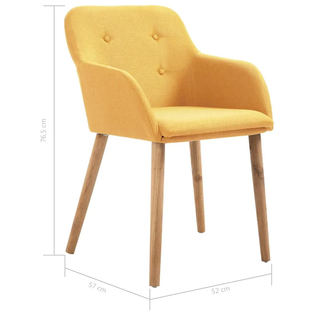 vidaXL Dining Chairs 6 pcs Yellow Fabric and Solid Oak Wood
