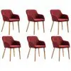 vidaXL Dining Chairs 6 pcs Wine Red Fabric and Solid Oak Wood vidaXL Dining Chairs 6 pcs Wine Red Fabric and Solid Oak Wood