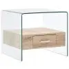 vidaXL Coffee Table with Drawer 50x50x45 cm Tempered Glass vidaXL Coffee Table with Drawer 50x50x45 cm Tempered Glass