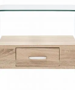 vidaXL Coffee Table with Drawer 50x50x45 cm Tempered Glass