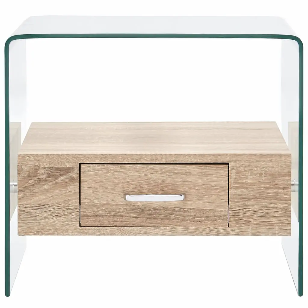 vidaXL Coffee Table with Drawer 50x50x45 cm Tempered Glass