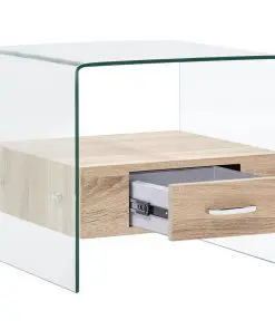 vidaXL Coffee Table with Drawer 50x50x45 cm Tempered Glass