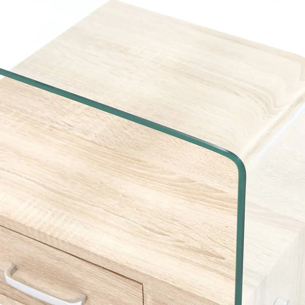 vidaXL Coffee Table with Drawer 50x50x45 cm Tempered Glass