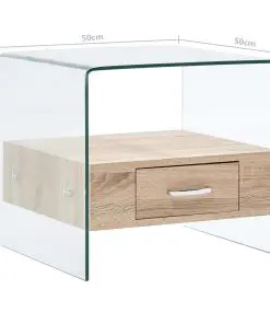 vidaXL Coffee Table with Drawer 50x50x45 cm Tempered Glass