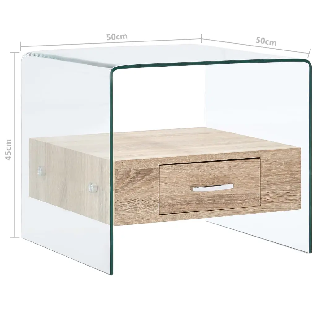 vidaXL Coffee Table with Drawer 50x50x45 cm Tempered Glass